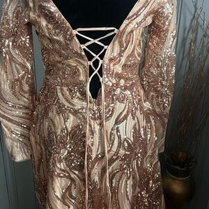 Elegant Sequin Lace-Up Dress